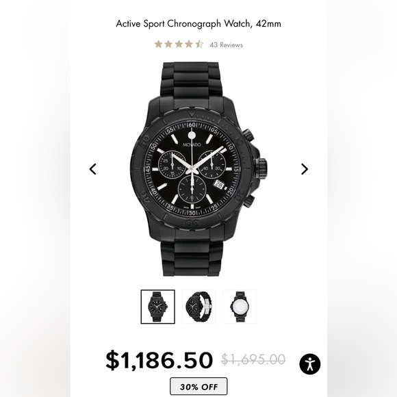 MOVADO Men’s Active Sport Chronograph Watch EUC - Picture 2 of 4